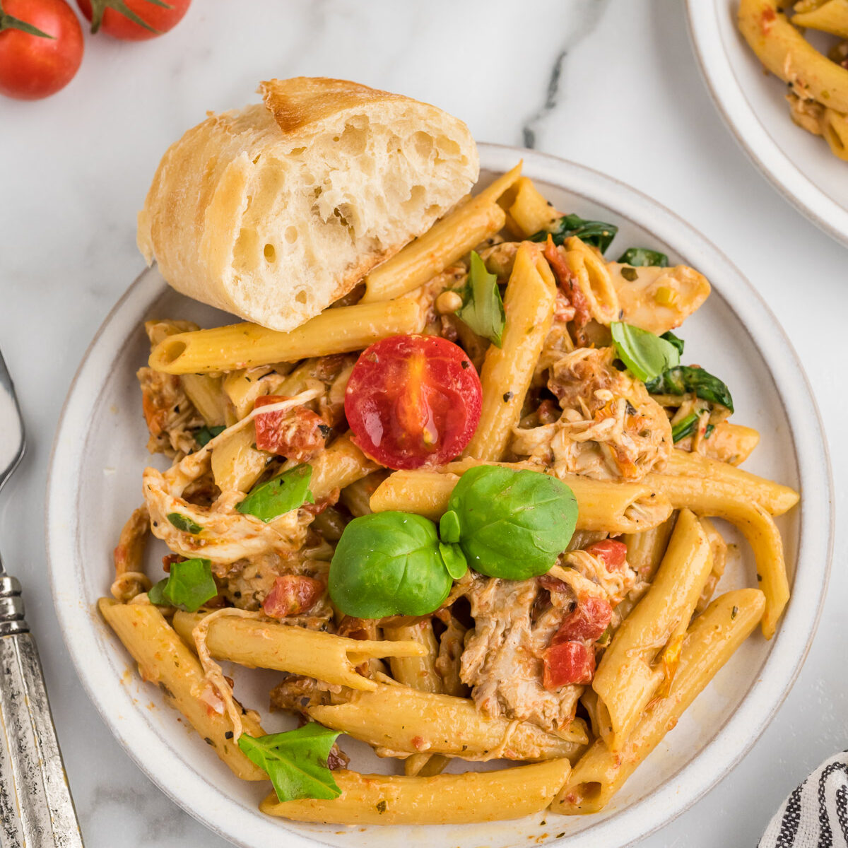 pasta on a white plate