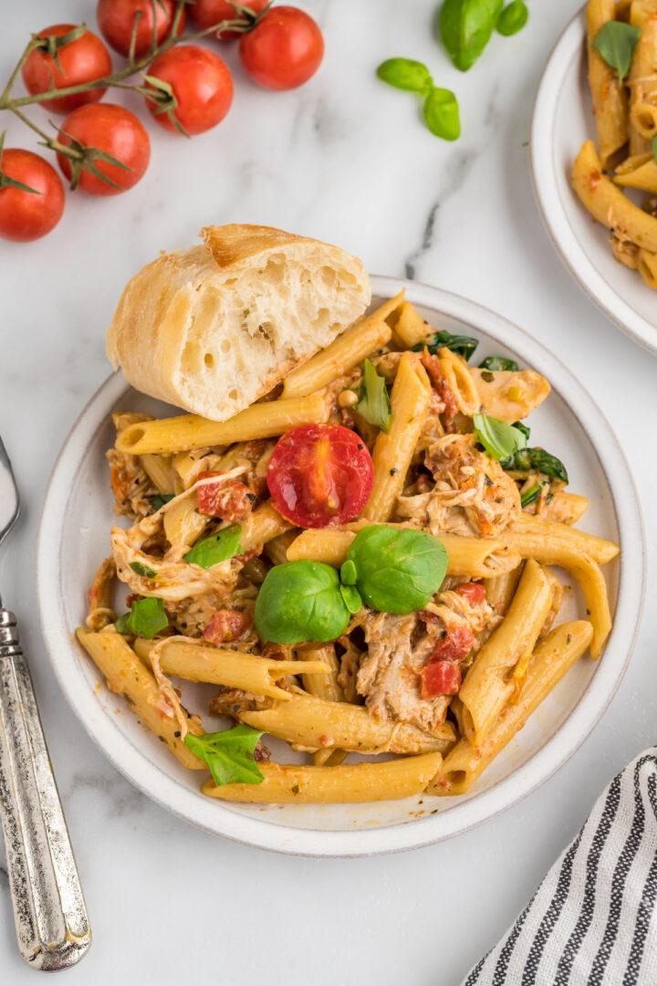 pasta on a white plate