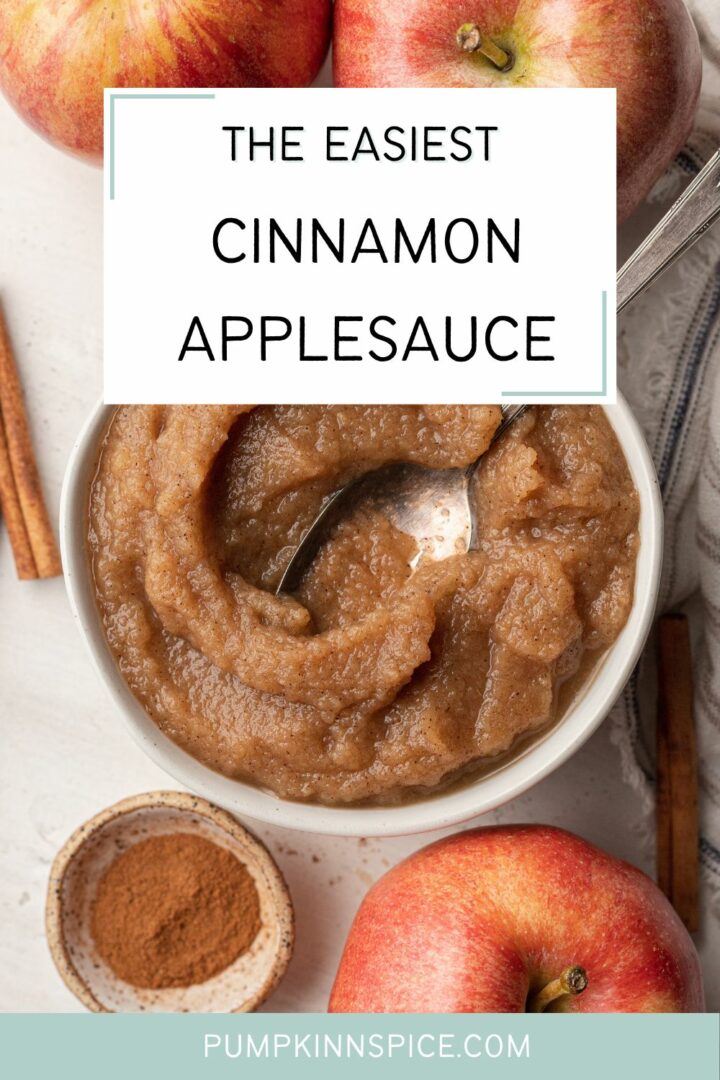 applesauce in a white bowl with a spoon