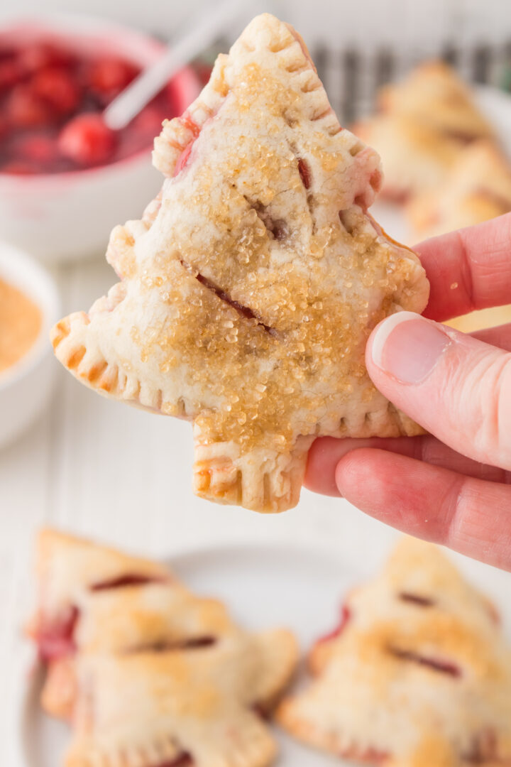 a hand holding a pie