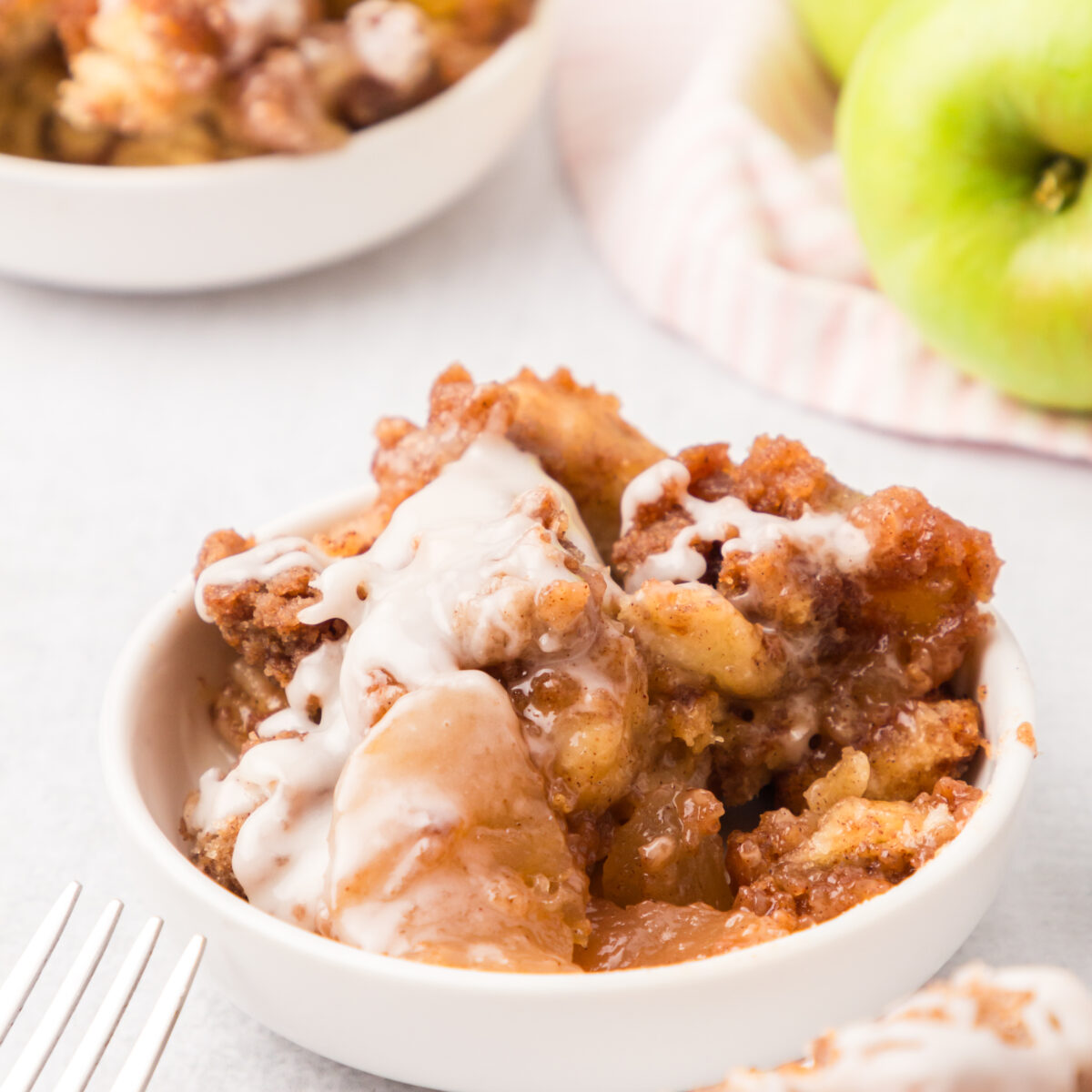 cinnamon rolls bake in a white bowl