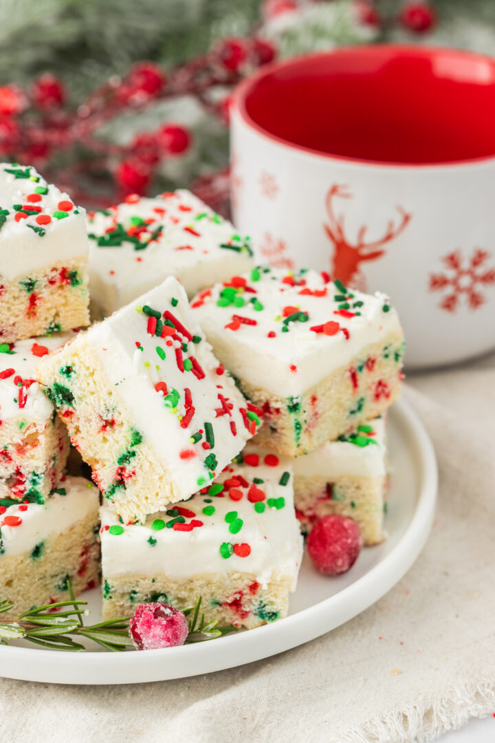 cookie bars on a white plate