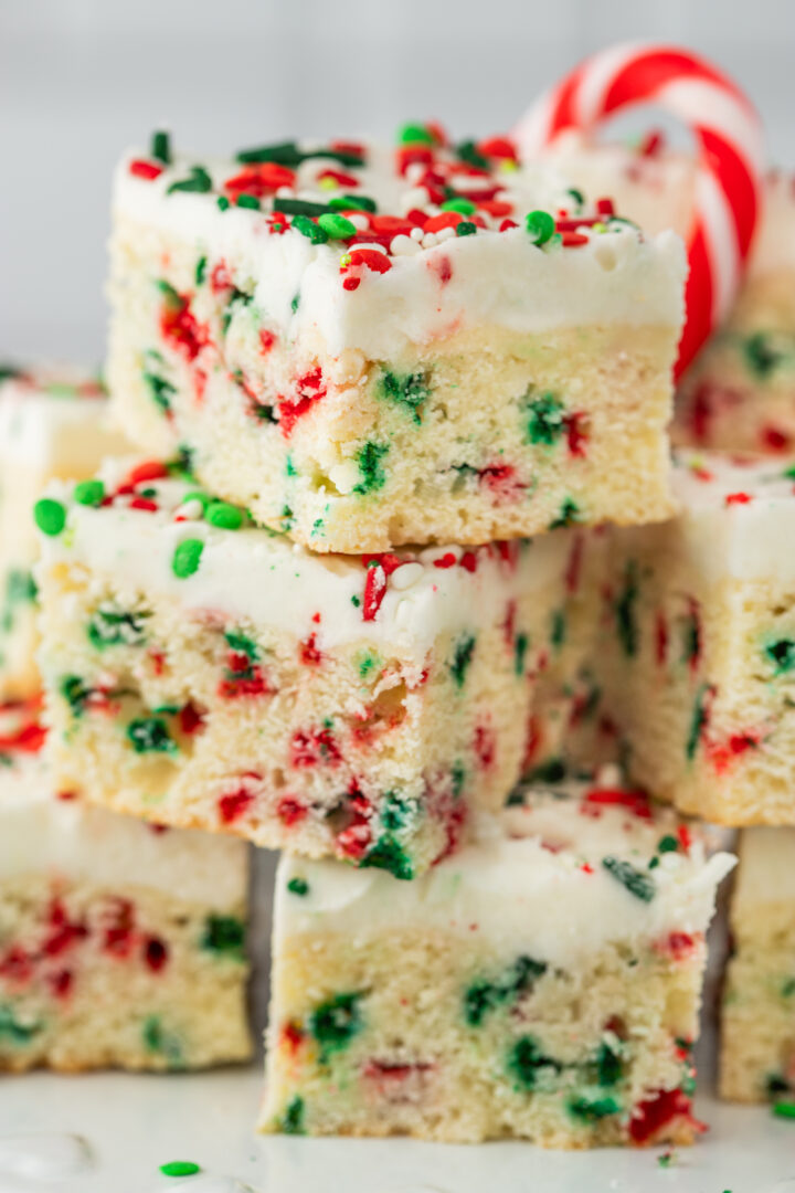 cookie bars stacked on top of each other