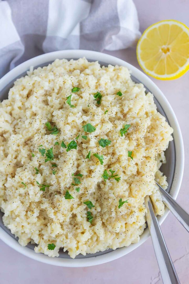 rice in a white bowl