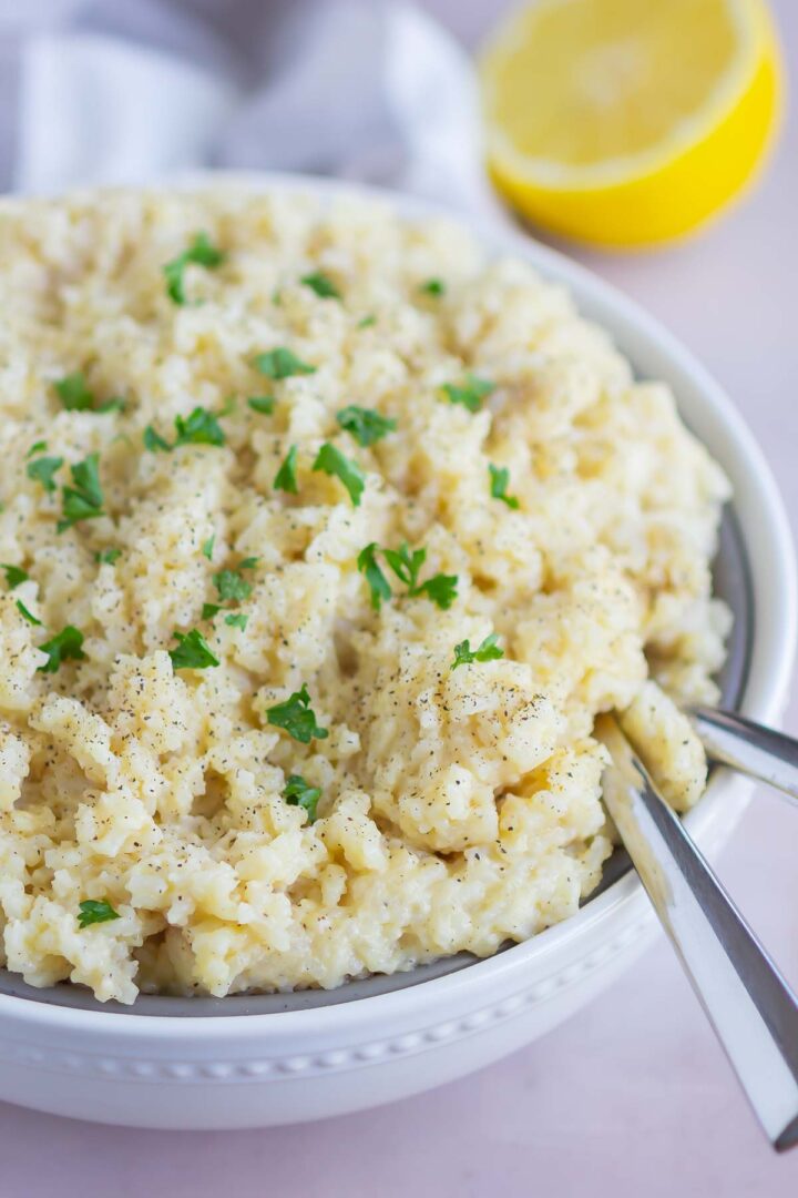 rice in a white bowl