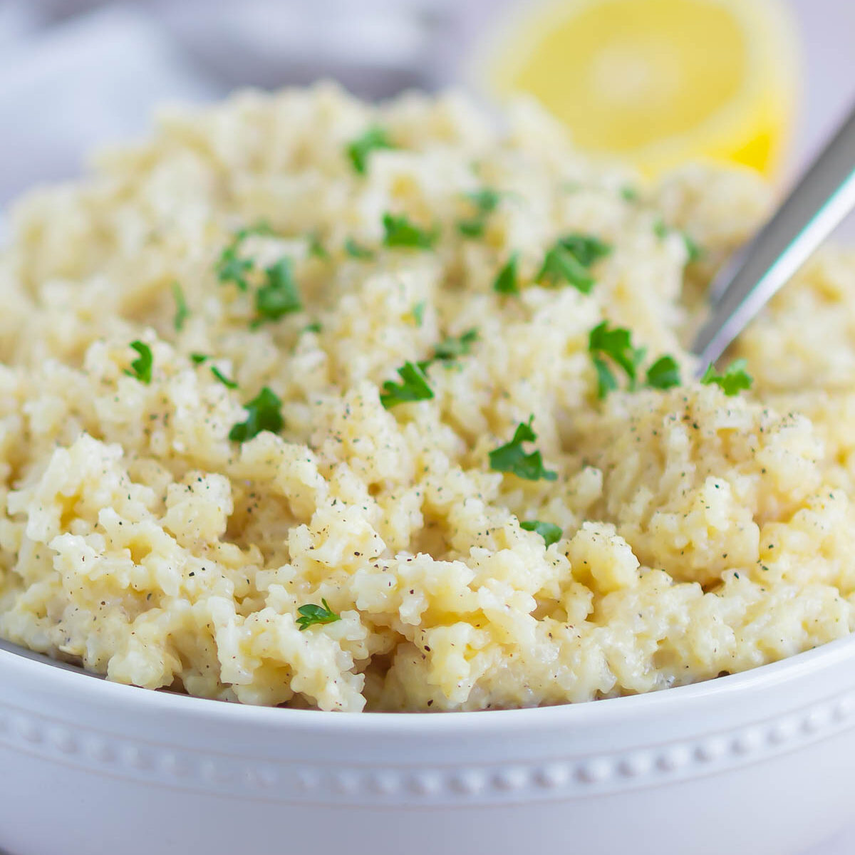 rice in a white bowl