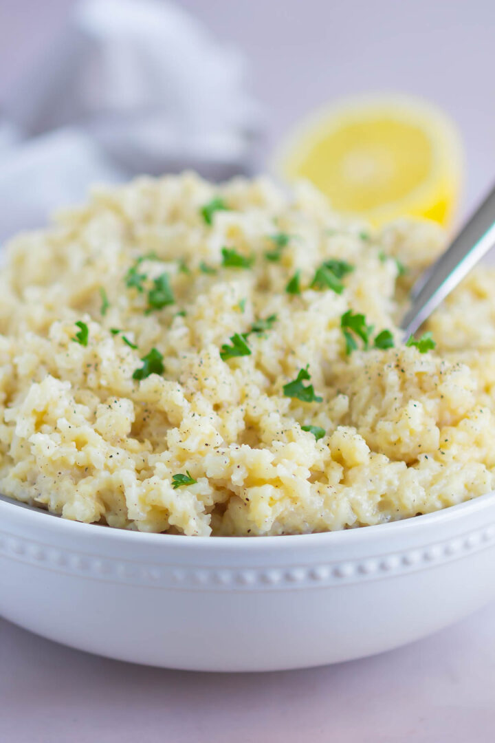 rice in a white bowl