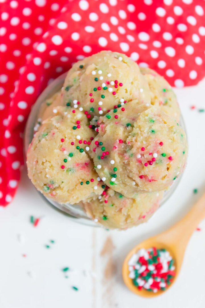 cookie dough in a mini glass jar