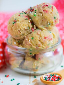 edible cookie dough in a mini glass jar