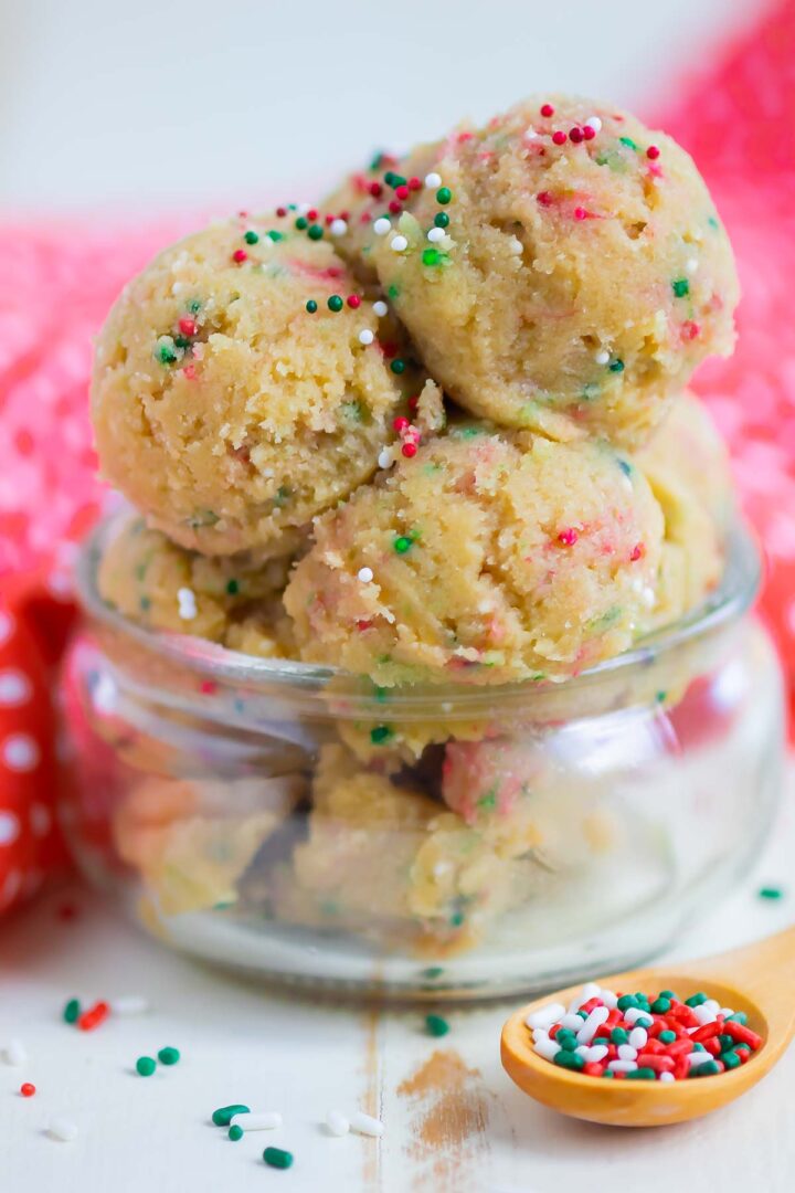 edible cookie dough in a mini glass jar