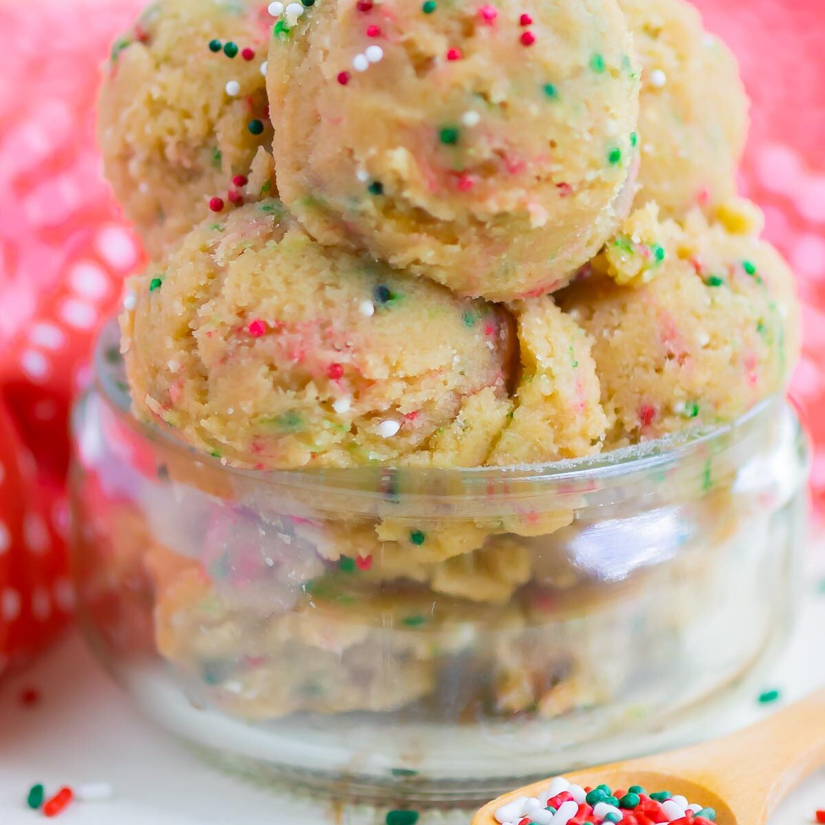 cookie dough in a mini glass jar