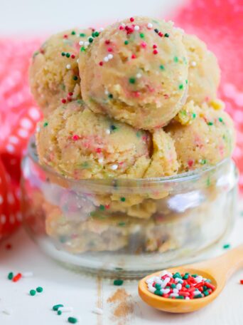 cookie dough in a mini glass jar