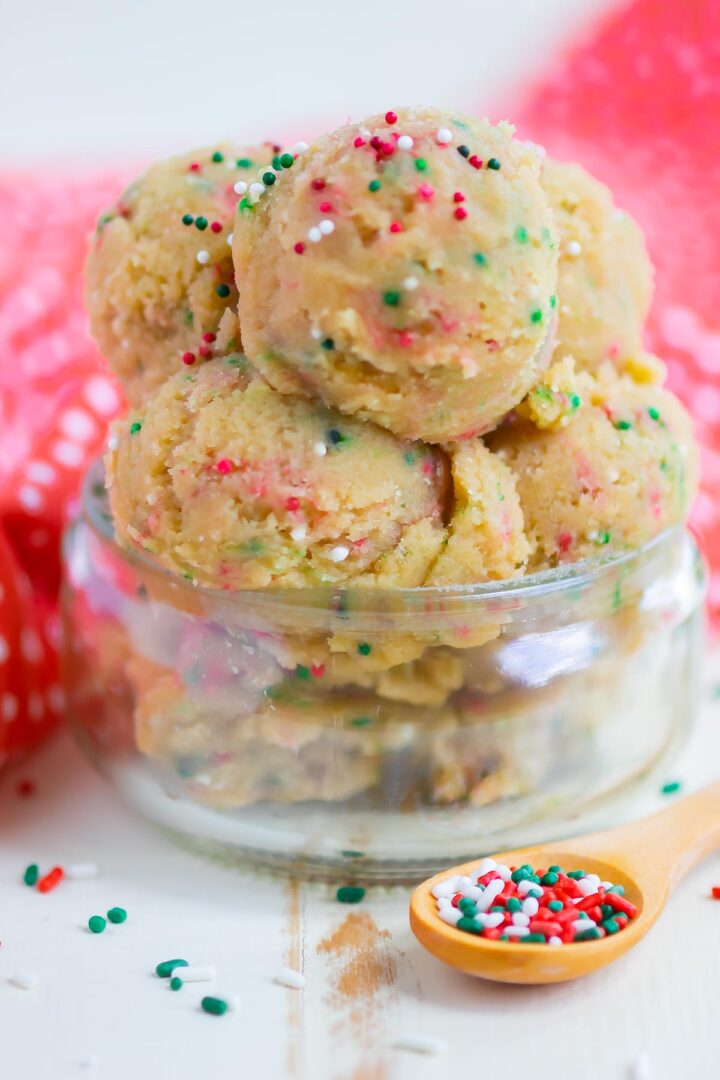 cookie dough in a mini glass jar