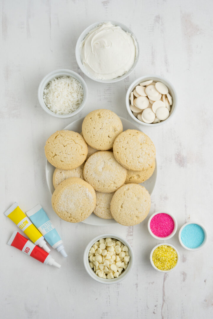 cookie ingredients on a white surface