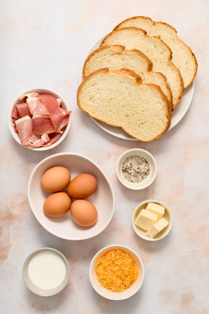 panini ingredients on a light pink surface