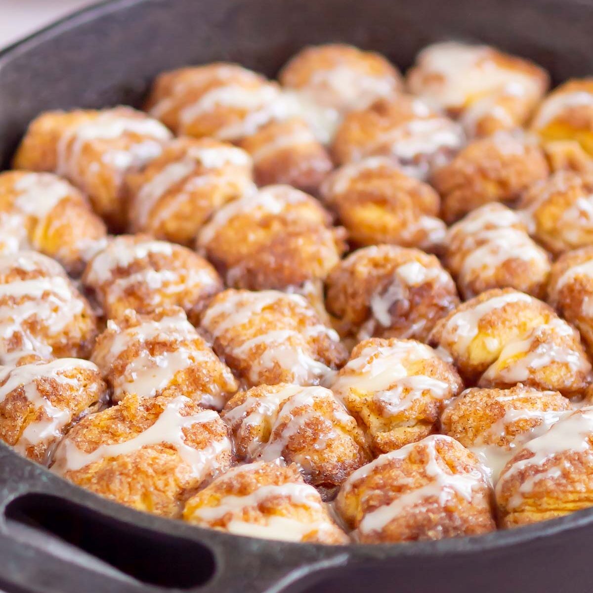 monkey bread in a cast iron skillet