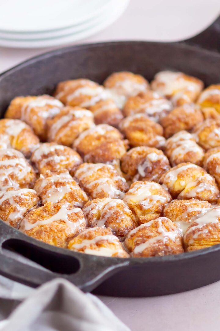 monkey bread in a cast iron skillet