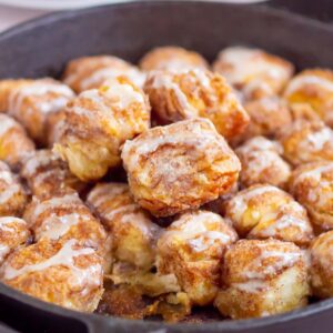 monkey bread in a cast iron skillet