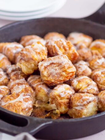 monkey bread in a cast iron skillet