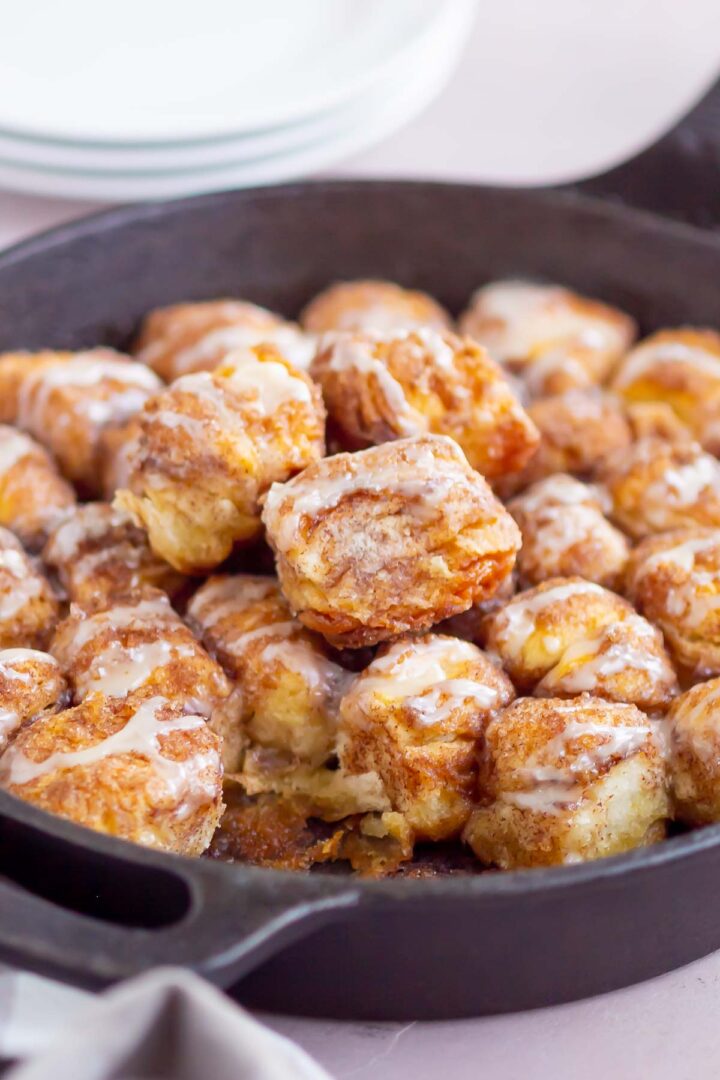 monkey bread in a cast iron skillet