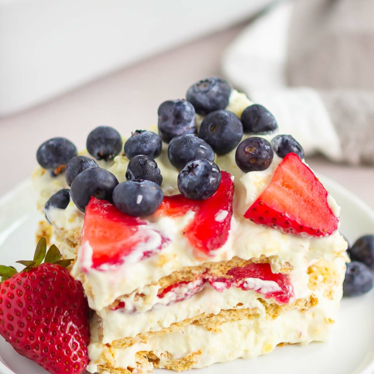 icebox cake on a white plate