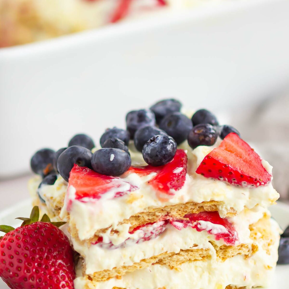 icebox cake on a white plate