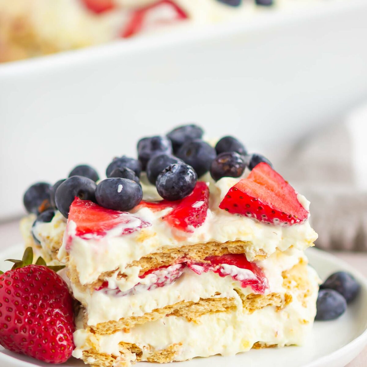 icebox cake on a white plate