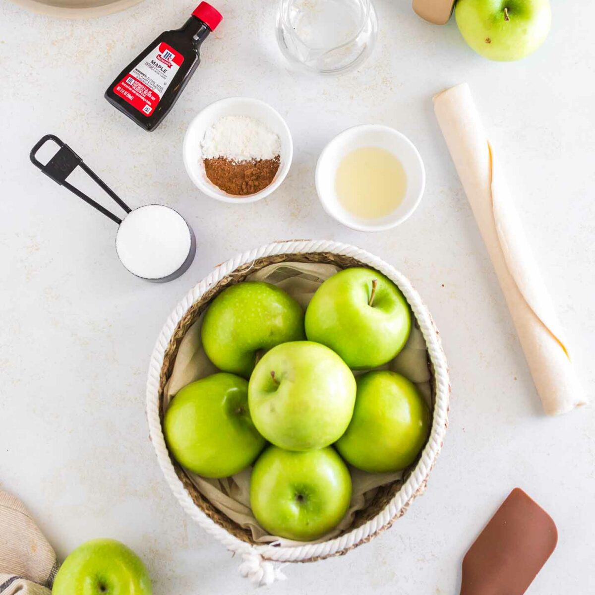 apple ingredients on a white surface