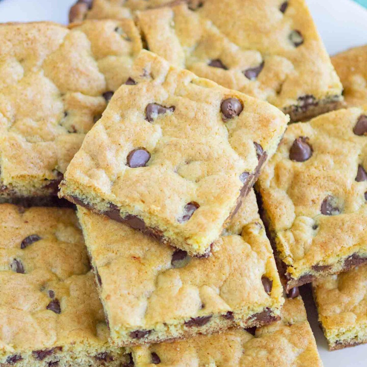 cookie bars on a white plate