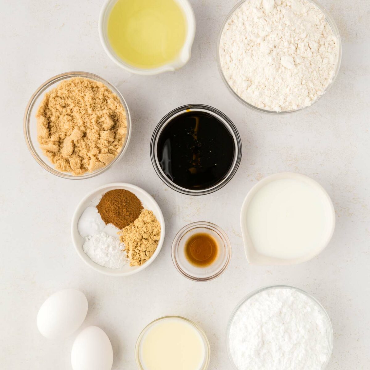 loaf ingredients in small bowls