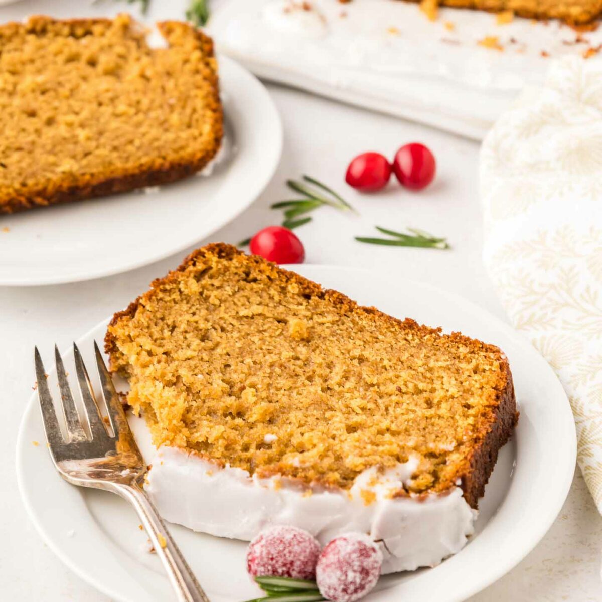 loaf slices on white plates