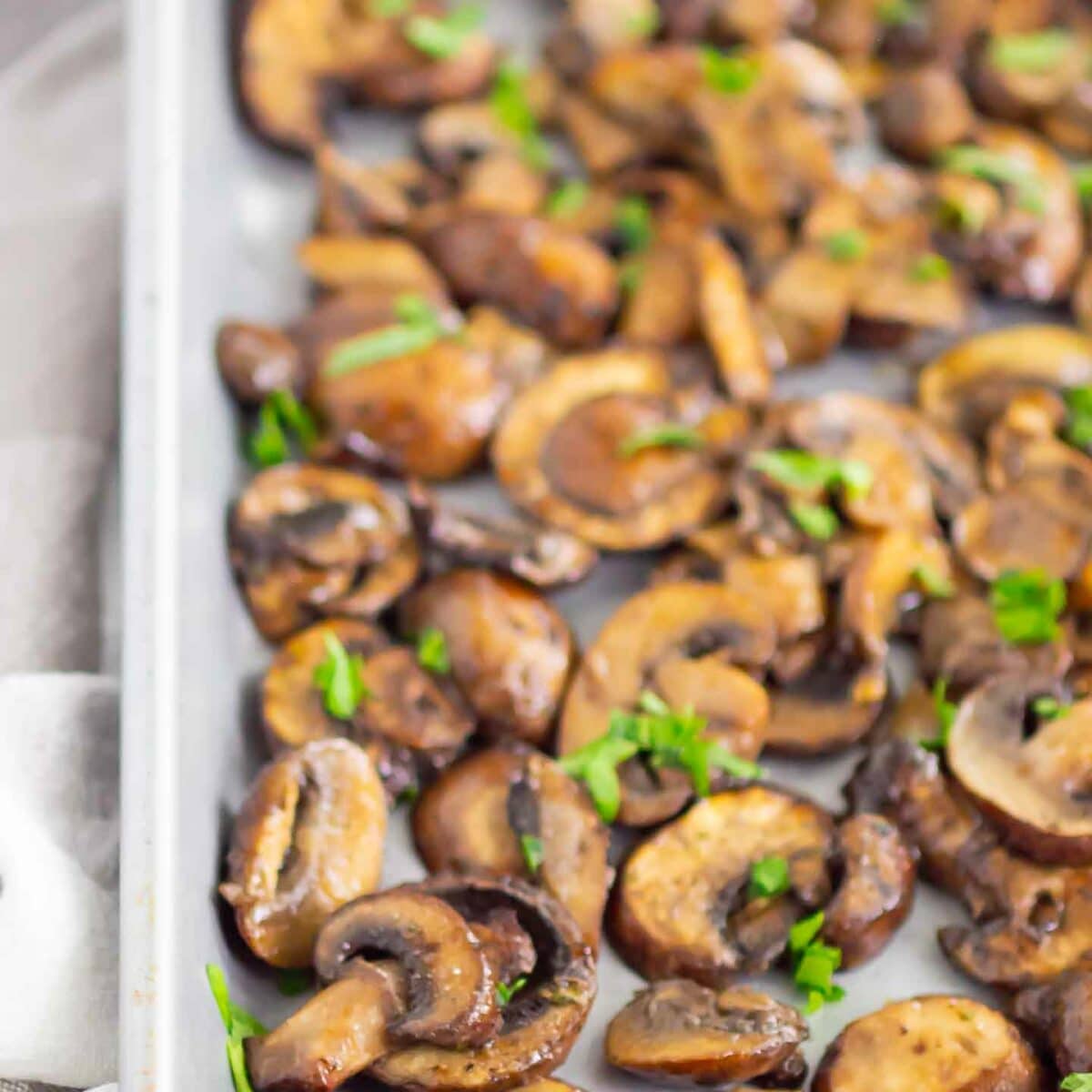 mushrooms on a sheet pan