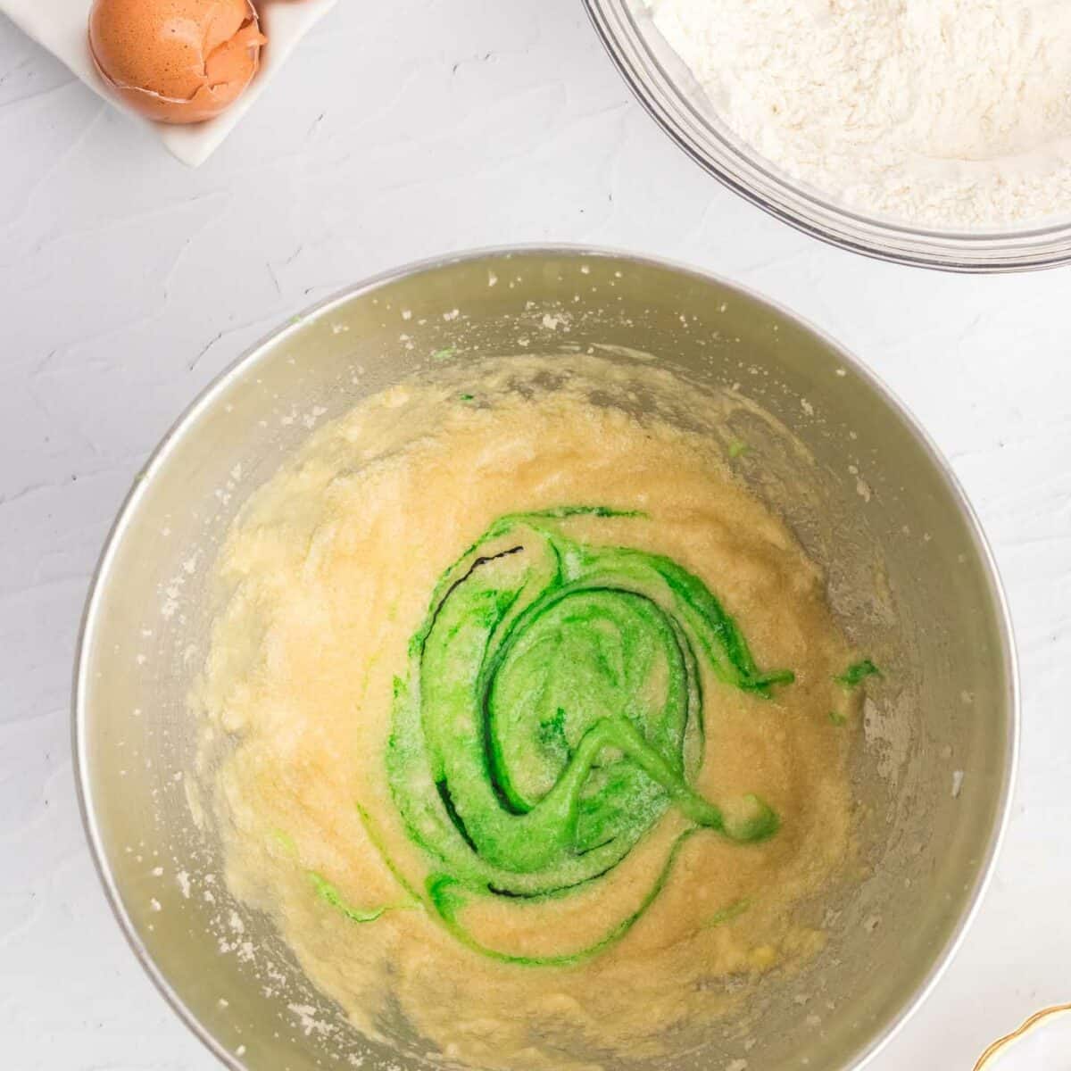 green food coloring added to cookie dough