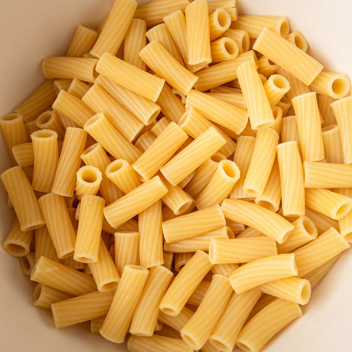 cooked pasta in a white bowl