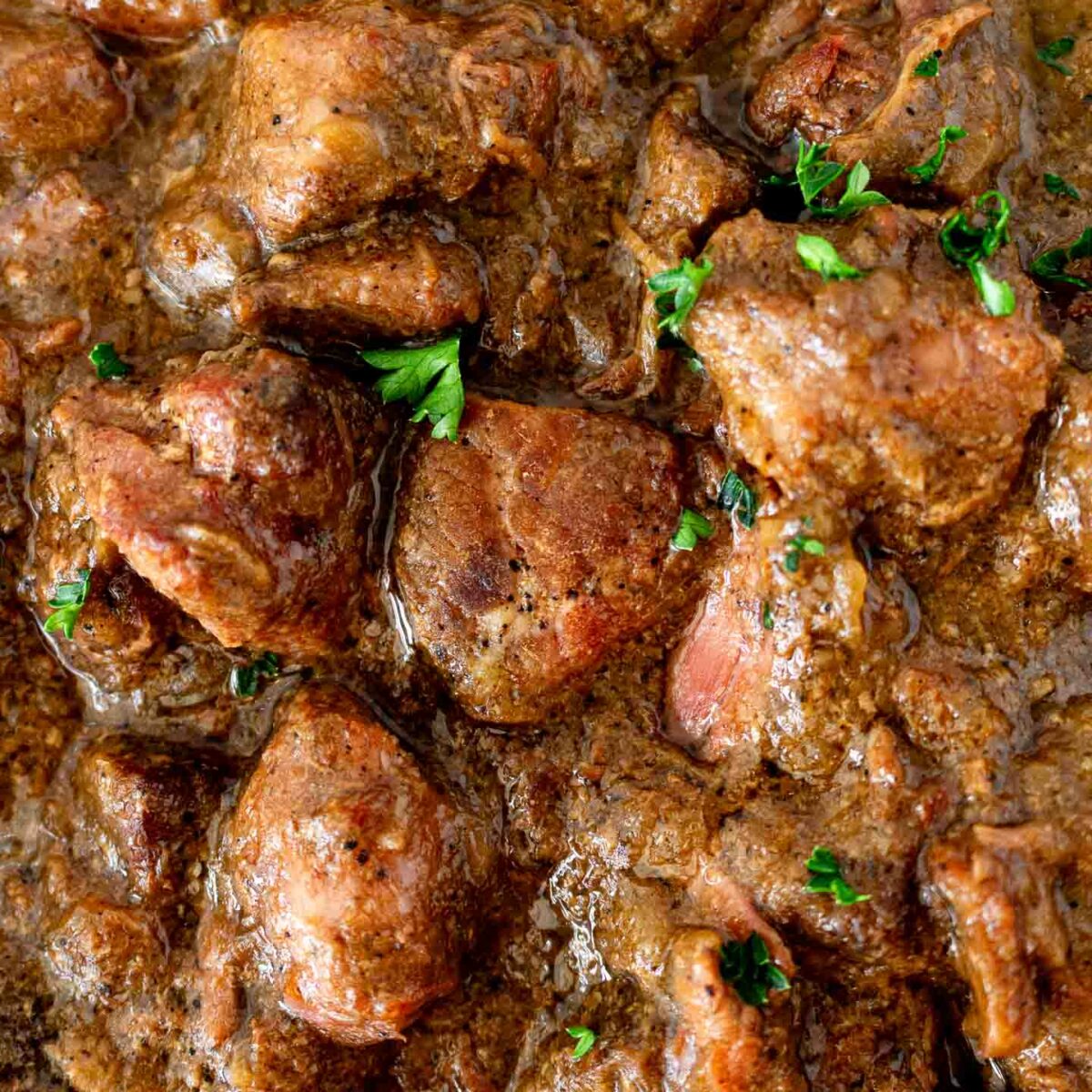 closeup pf steak bites