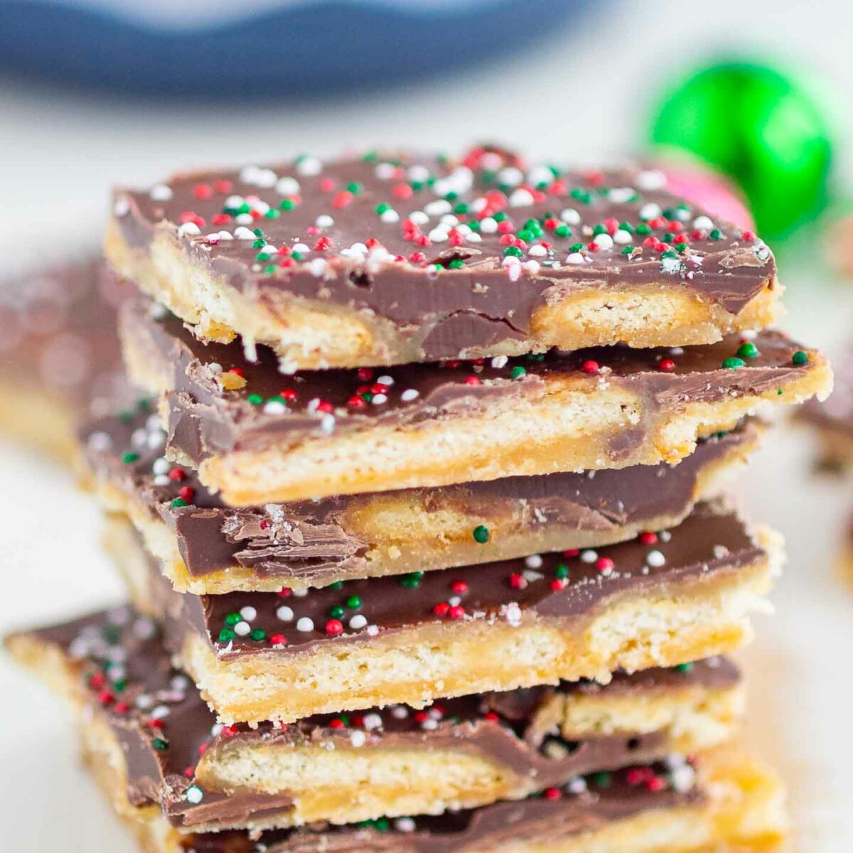 ritz cracker toffee stacked on top of each other