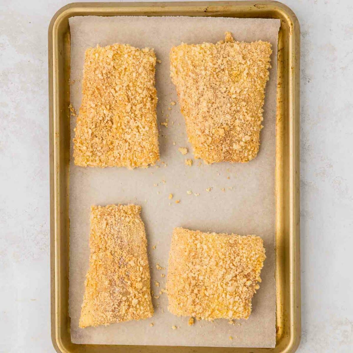 cod on baking pan before going into oven