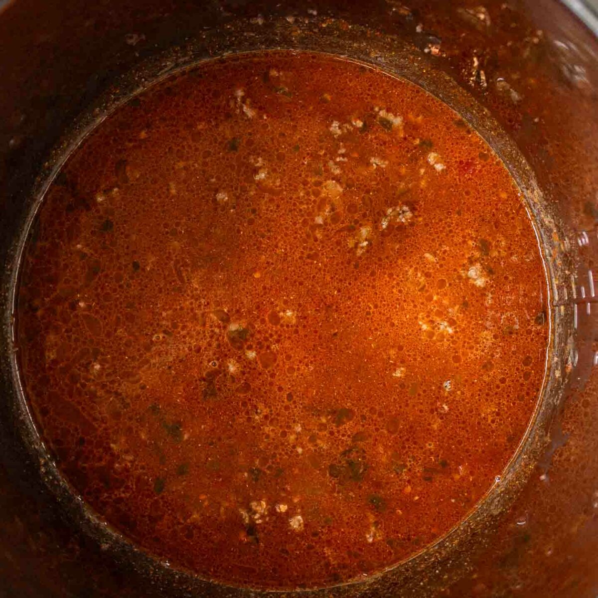 liquid and rest of ingredients shown added to Instant Pot