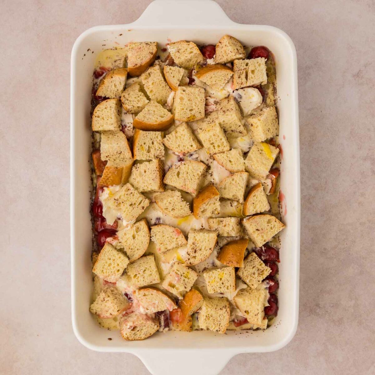 egg mixture poured over top of casserole
