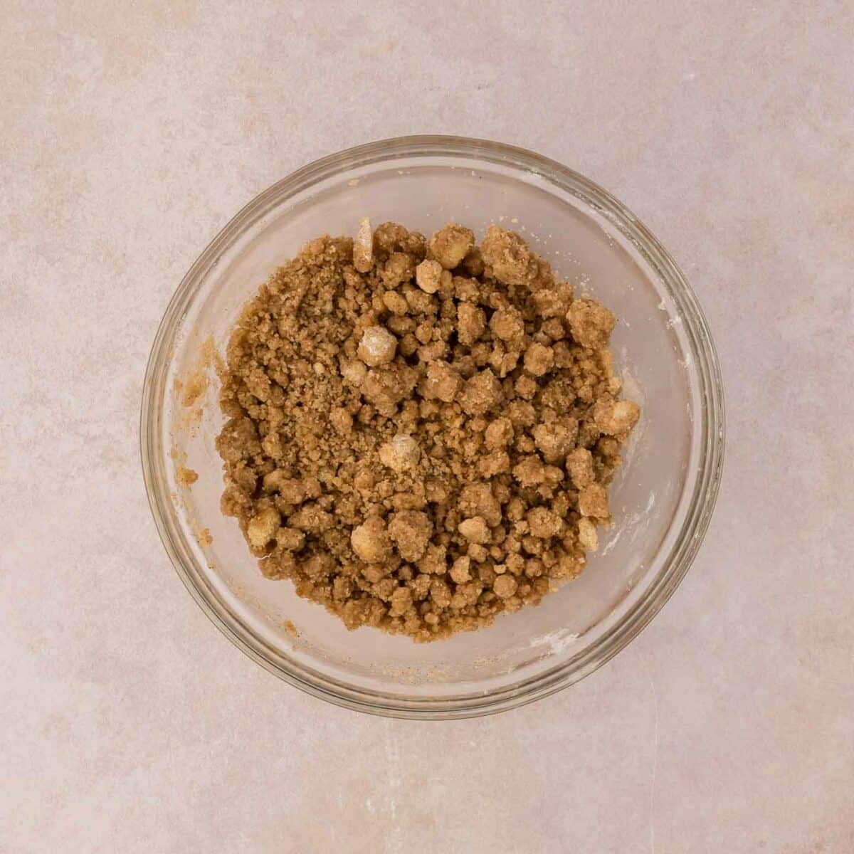streusel mixed in a glass bowl